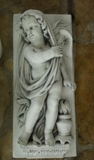 Wandplatte "Putte mit Tuch" 74 cm Skulpturen, Steinguss, Relief, Top Gartendeko