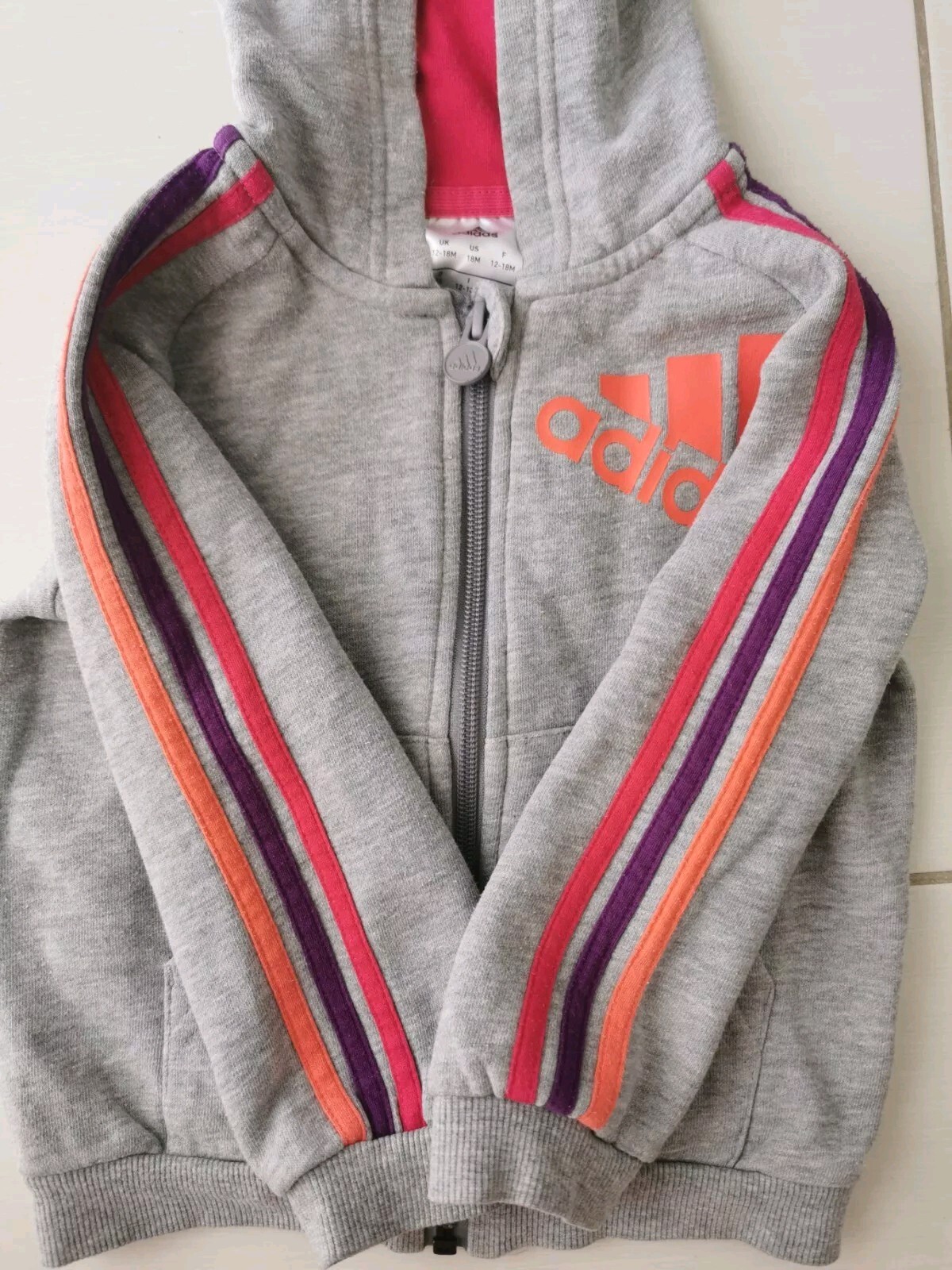 Baby Girls 12-18 Months Adidas Tracksuit Top, Hoodie, Jumper image 5