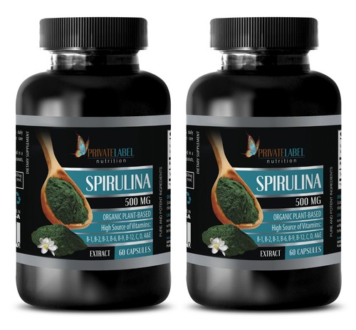 Klamath Algae - PURE SPIRULINA 500mg - Helps The Body Detox Naturally - 2 Bottle