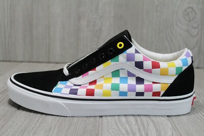 vans ward rainbow checkered skate shoes