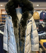 Men’s V-Bubble Lambskin Leather & Goose Down Winter Parka with Fox Fur Trim