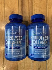 2 Puritan's Pride Hydrolyzed Collagen 1000 mg - 180 caplets Protein Exp 11/2027