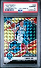 2020-21 Mosaic Debut LaMelo Ball #262 Choice Fusion Red/Yellow Prizm /88 PSA 10