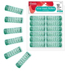 Annie Wire Mesh Rollers   Medium 1 Count Pack of 12 , Green - 7/8"