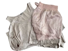 PJ Harlow Women's Pajama Set Lot Beige And Pink Shorts satin Medium