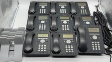 Lot of 9 Avaya 9620L IP Phones w/ Handsets, Stands, Curly Cords   All Power On