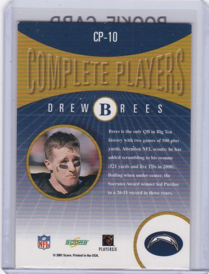 DREW BREES ROOKIE CARD 2001 Score COMPLETE PLAYERS #CP-10 New Orleans Saints RC! - Image 2 of 2