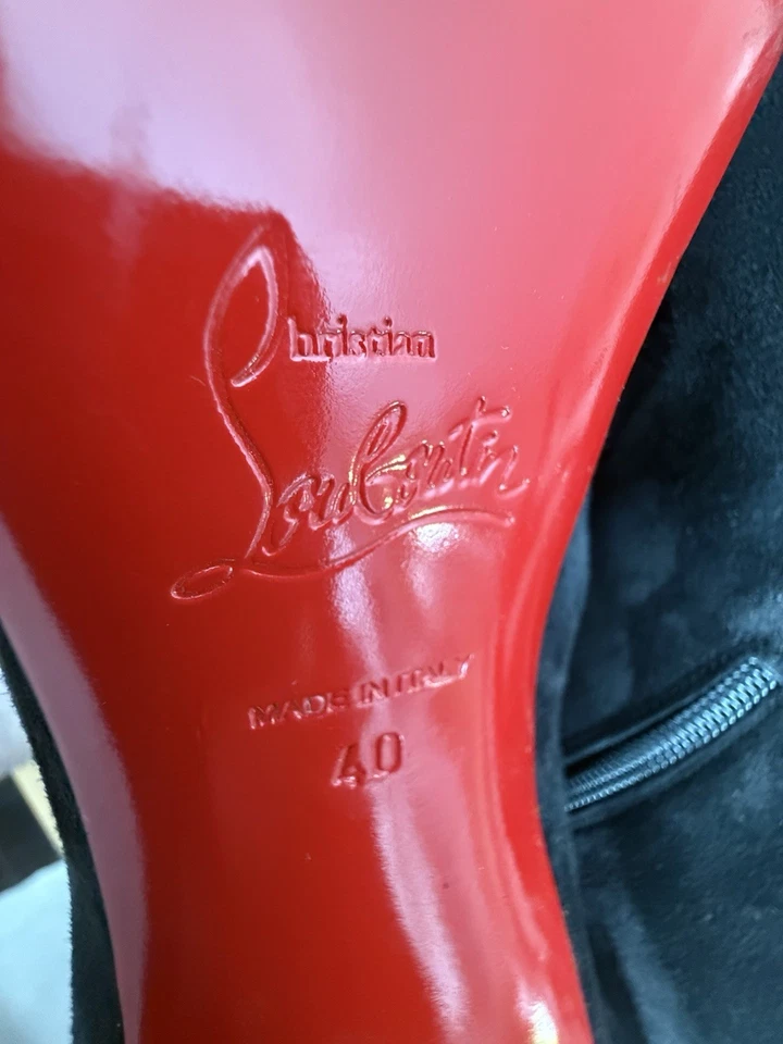 Christian Louboutin замок Kate высокий черный замшевые ботинки - ЕС 40 / США 9,5 - $1,795 - Изображение 4 из 4
