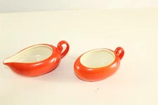  Mid Century Cream & Sugar Set Porcelain Glazed Both Have Handles Vintage