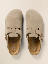 Birkenstock Boston Beige Suede Unisex Adults Slip-On Sandals US 8 Arch Support