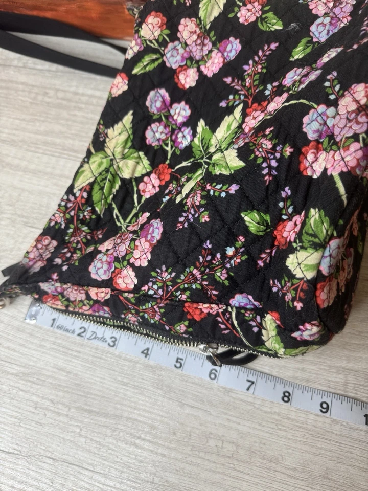 Vera Bradley Women's Cotton Crossbody Purse Black & Multi Colored Floral Print - Image 3 of 4