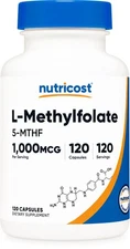 Nutricost Methyl Folate 1000mcg, 120 Vegan Capsules - Gluten Free, Non-GMO