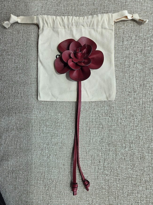 Coach Coachtopia Rose Flower Bag Charm Upcrafted Red Leather CDU55