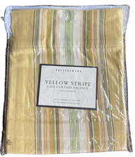 NEW Pottery Barn Cafe Valance YELLOW STRIPE Red 100 Cotton BACK TAB 44" x 13"