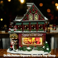 St Nicholas Square Village• Santa's Toy Shop• Music & Lights• w/Box 2005