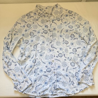 Pendleton Womens XL Western Blue Paisley Pearl Snap Shirt Long Sleeve Blouse