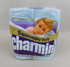 80s Vintage NOS Charmin Blue Toilet Paper 4 Rolls SEALED Lightly Scented A301
