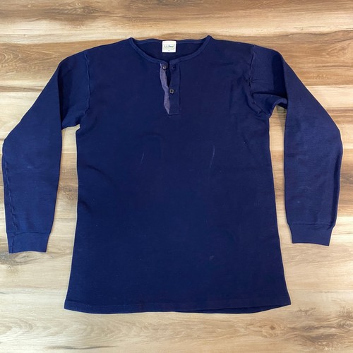L.L.Bean, Vintage LL Bean Henley Thermal Shirt Navy Blue XL Made in USA Polyprolene Layer
