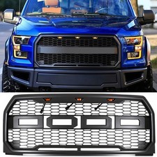 Black Front Grille Fits For Ford F150 2015-2017 Upper Grill W Led Light F-150