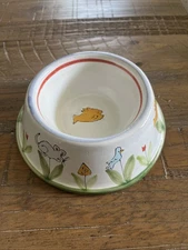 Ceramic Cat Bowl Pet Food Water Hand Painted Mouse Fish Bird Heavy