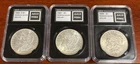 1885 1887 1889 3 Morgan Silver Dollar. Encased. Great Towne Great Quality
