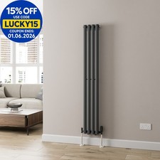 Anthracite Designer Radiator Vertical Oval Column Single Panel Rad 1600x240mm