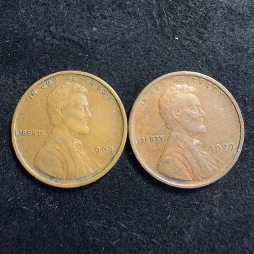Lot of (2) 1909 P Lincoln Wheat Penny 1c VG Very Good Condition Coin cb606