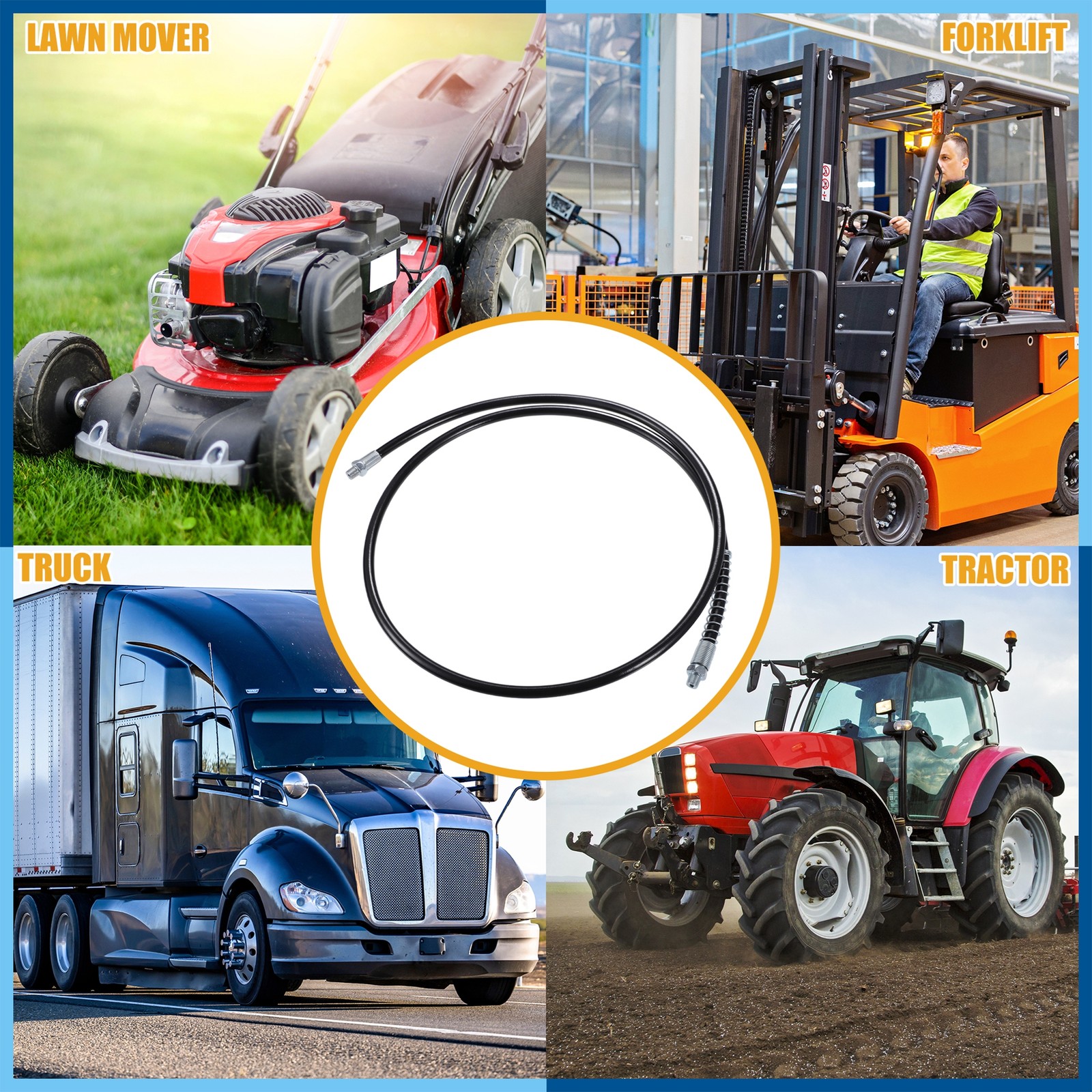 2 Pcs 59" Universal 1/8" NPT Grease Gun Flex Hose Flex Grease Hose Extension