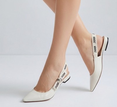 Dior Cream Patent Jadior Slingback Flats Sandals Size 38