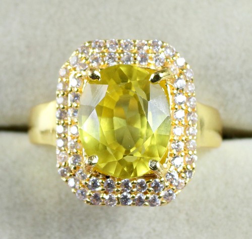 Ceylon Giallo Zaffiro 11.44 CT Naturale Ovale Gemma Anello Certificata Raro - Foto 7 di 8