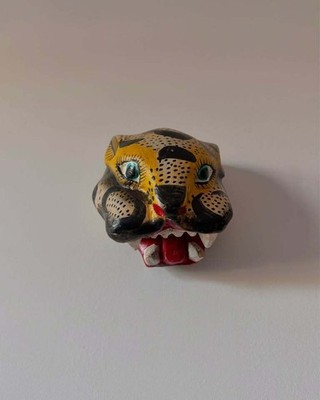 Vintage Hand Carved Guerrero Mexico Jaguar Folk Art Danza Mask