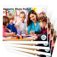 10 Pack 5x7 Magnetic Picture Pockets Frames Holds 5 x 7 inches Photo for