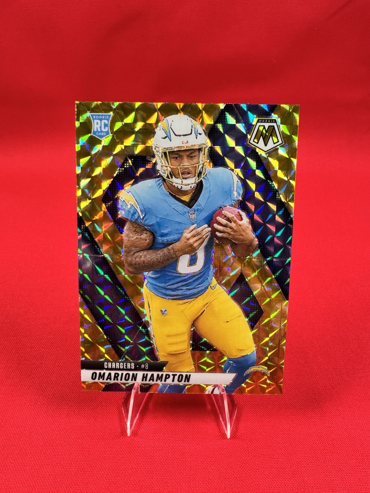 2025 Panini Mosaic - Rookie Omarion Hampton #335 Mosaic Reactive Yellow Chargers