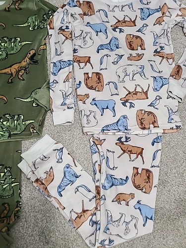 Carter's 14 Kids 4-Piece Dino & Bears Snug Fit Pajamas Set Velour Soft Feel - Picture 12 of 15