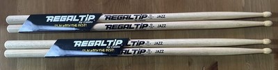 2 - Pairs Regal Tip Jazz Drumsticks, 211R Classic, Wood Tip - new old stock