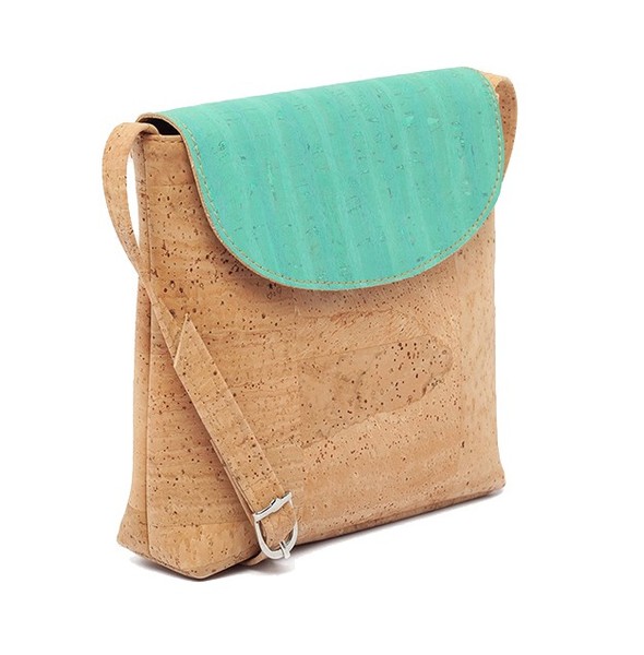 Kleine Korktasche In Beige Und TüRkis | Kork Stoff | Clutch | Vegan | Nachhaltig-image