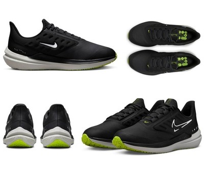 Nike Men's AIR WINFLO SHIELD Black - Volt Running Shoes Size 9.5 NIB