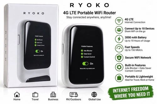 Ryoko Pro Portable 4G LTE WiFi Router Hotspot 150Mbps 10 Devices NEW SEALED video thumbnail