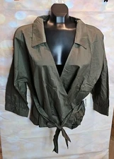 Haute Monde plus size 3XL Olive Green Wrap blouse shirt
