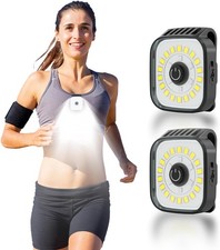 Running Lights for Runners, 2 Pack Mini Clip on Flashlight with 4 Modes, Recharg