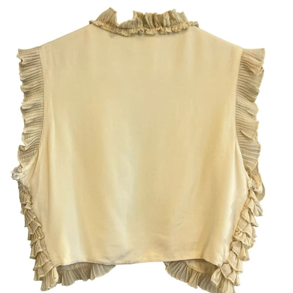 Chaleco UO Kimchi Azul Mujer Coqueta Volantes Talla S Boho Romántico Fairycore Cottage Foto 2 de 4