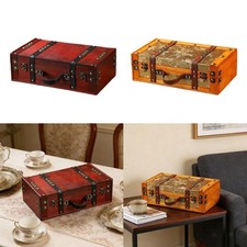 Valigia vintage con maniglia, baule decorativo antico per la casa,