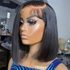 13x6 HD Bone Straight Short Bob 13x4 Lace Frontal Human Hair Wigs 7x5Closure Wig