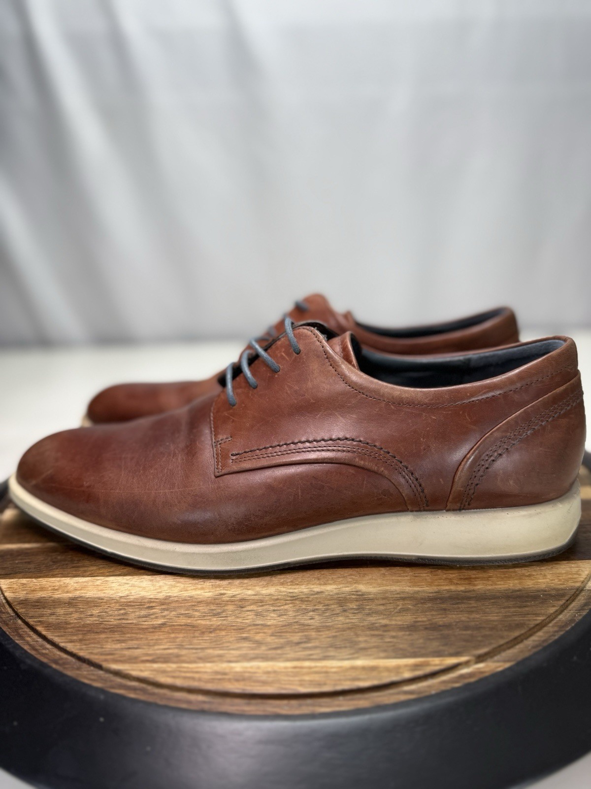 SAOLA Scarpe Oxford stringate pelle marrone Ecco da uomo taglia 45 EU 11 US Shock Point