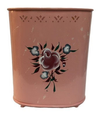 Detecto Scales Hampers Shabby Chic Floral Metal Wastebasket 14'' Vintage