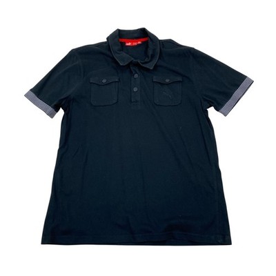Puma Vintage 90s Y2K Polo Shirt L Schwarz Weiß Logo T Tee Top Herren Mod