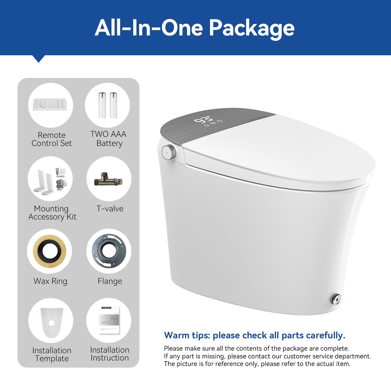 HOROW Smart Toilet Bidet Built-in Water Tank Auto Flush Warm water Dry UV