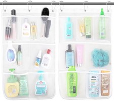 Portable Mesh Shower Caddy Quick Drying Hanging, 7 Pockets With 6 Hooks