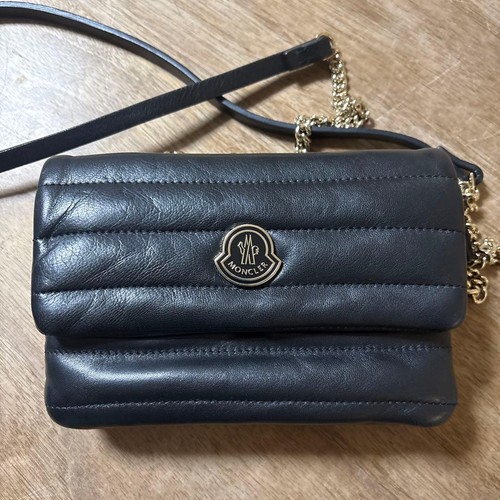 MONCLER Black Quilted Shoulder Bag with Logo