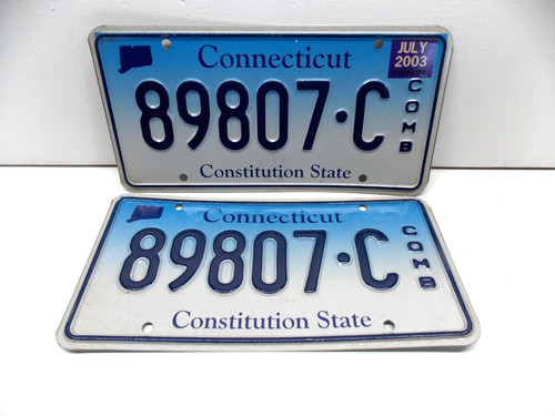 SET CONNECTICUT COMBINATION LICENSE PLATES 89807-C *